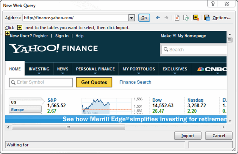 Mithilfe von Excel Web Queries, Daten aus Website auszulesen