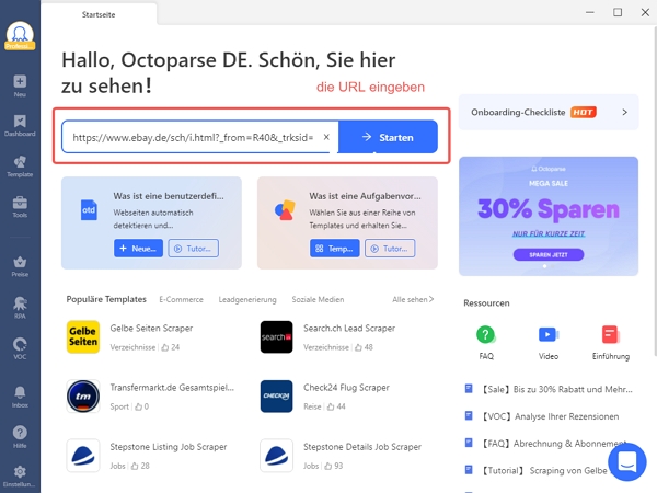 Schritt 1: Erstellen Sie eine neue Aufgabe zum Scrapen von eBay-Angeboten