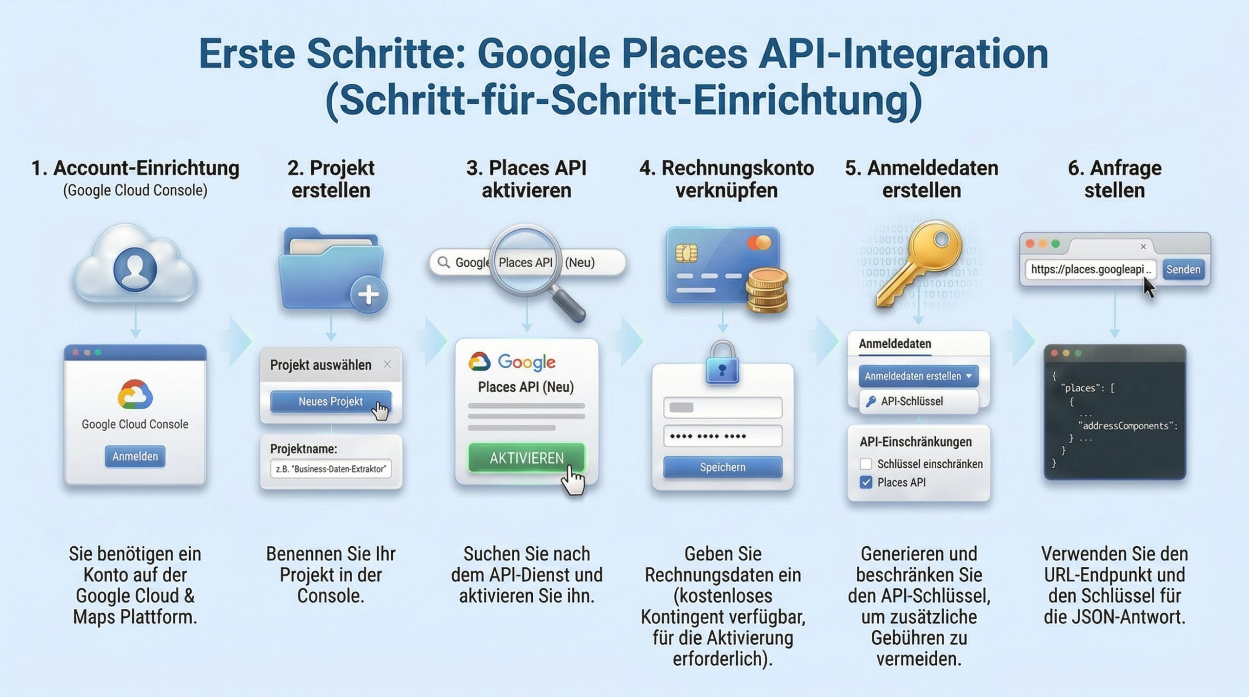 Erste Schritte mit der Google Places API für Geomarketing Software