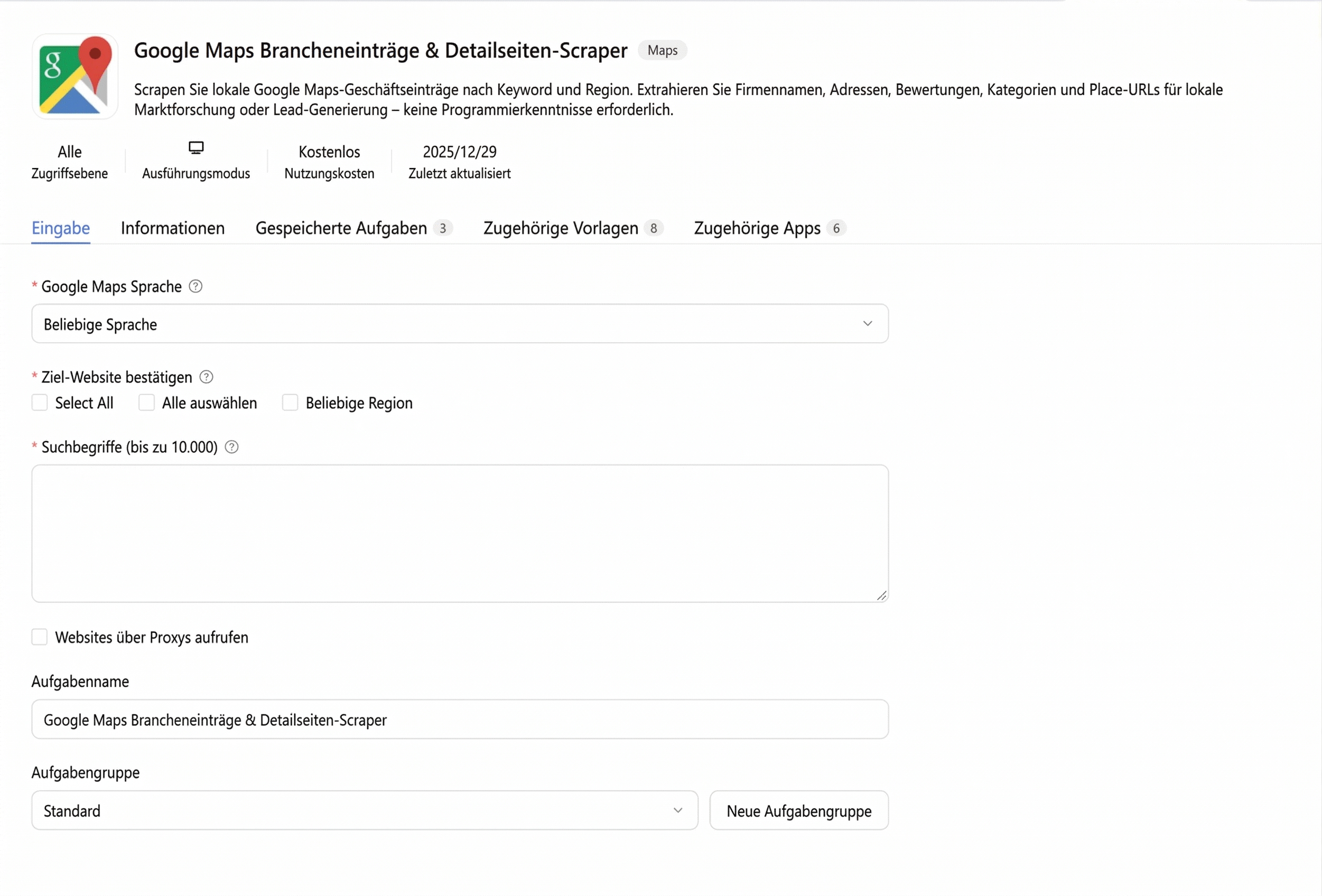 Google Maps Listing und Details Page Scraper