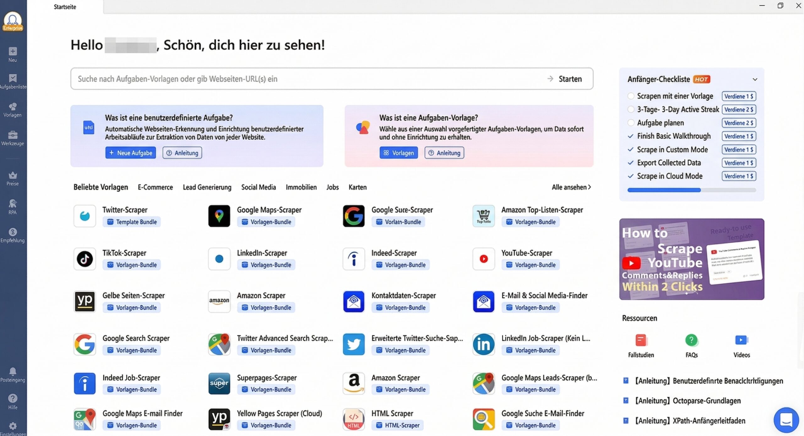 Octoparse Twitter Scraping Vorlage für automatisierte Datenerfassung