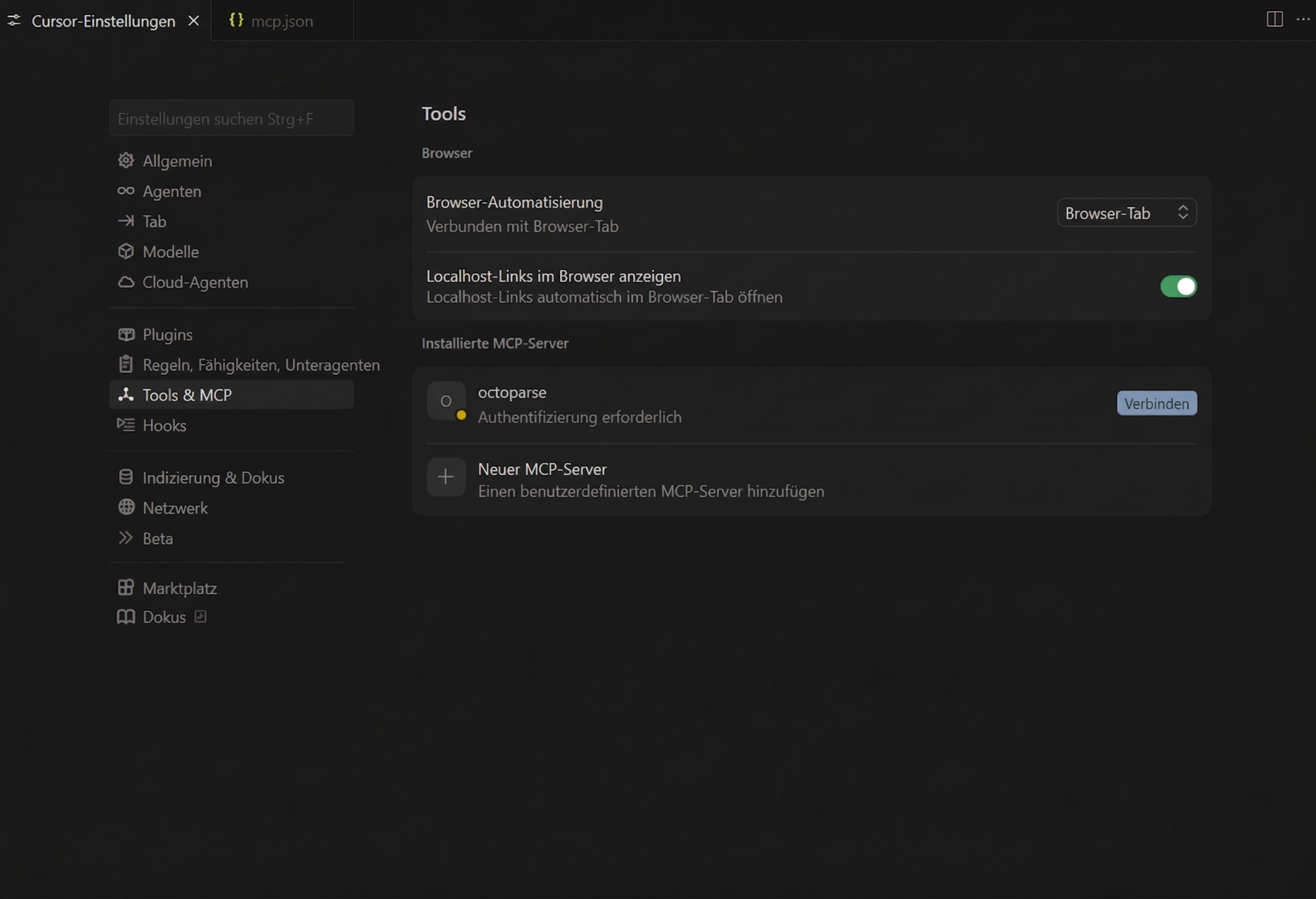 OAuth Autorisierung für Octoparse MCP