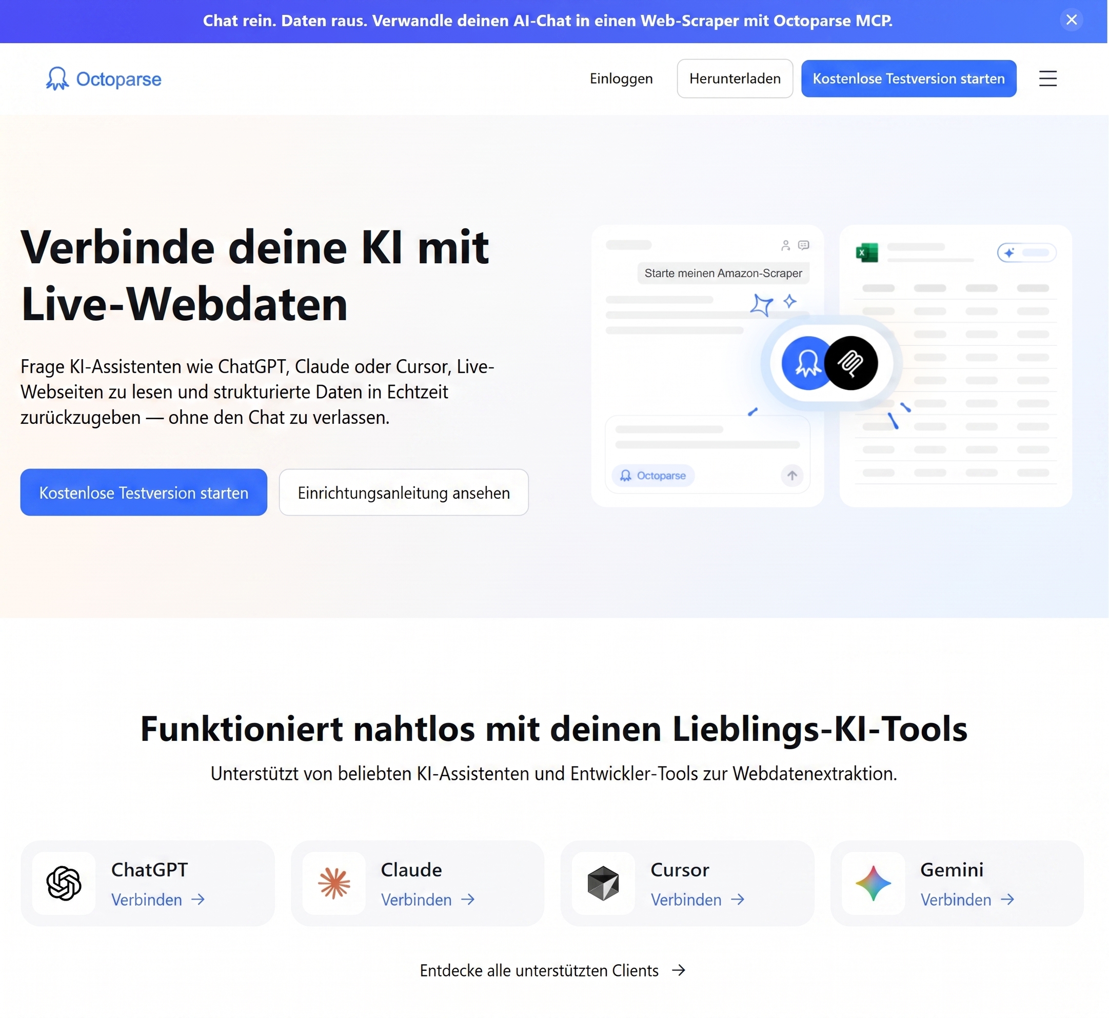 Octoparse MCP Server für Web Scraping