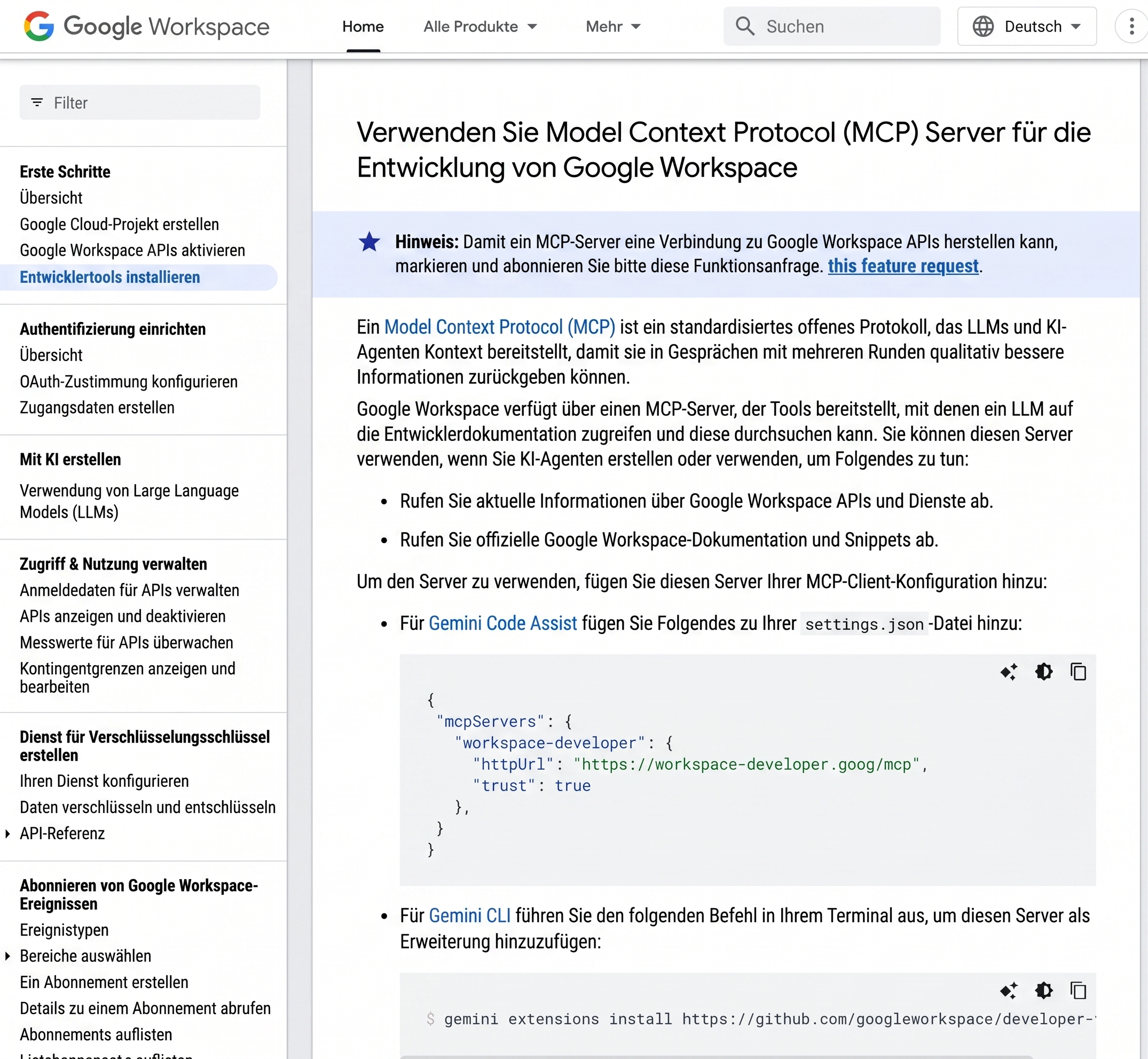 Google Workspace MCP Anbindung