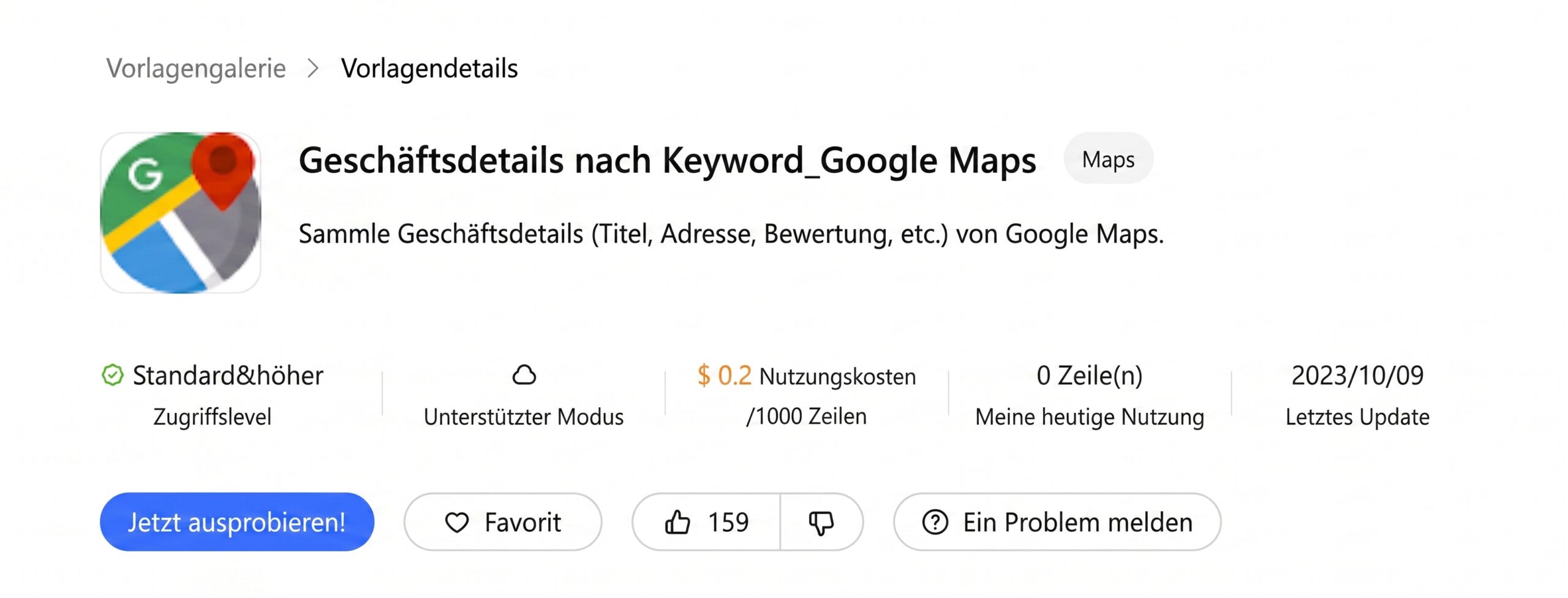 Google Maps Scraper Vorlage