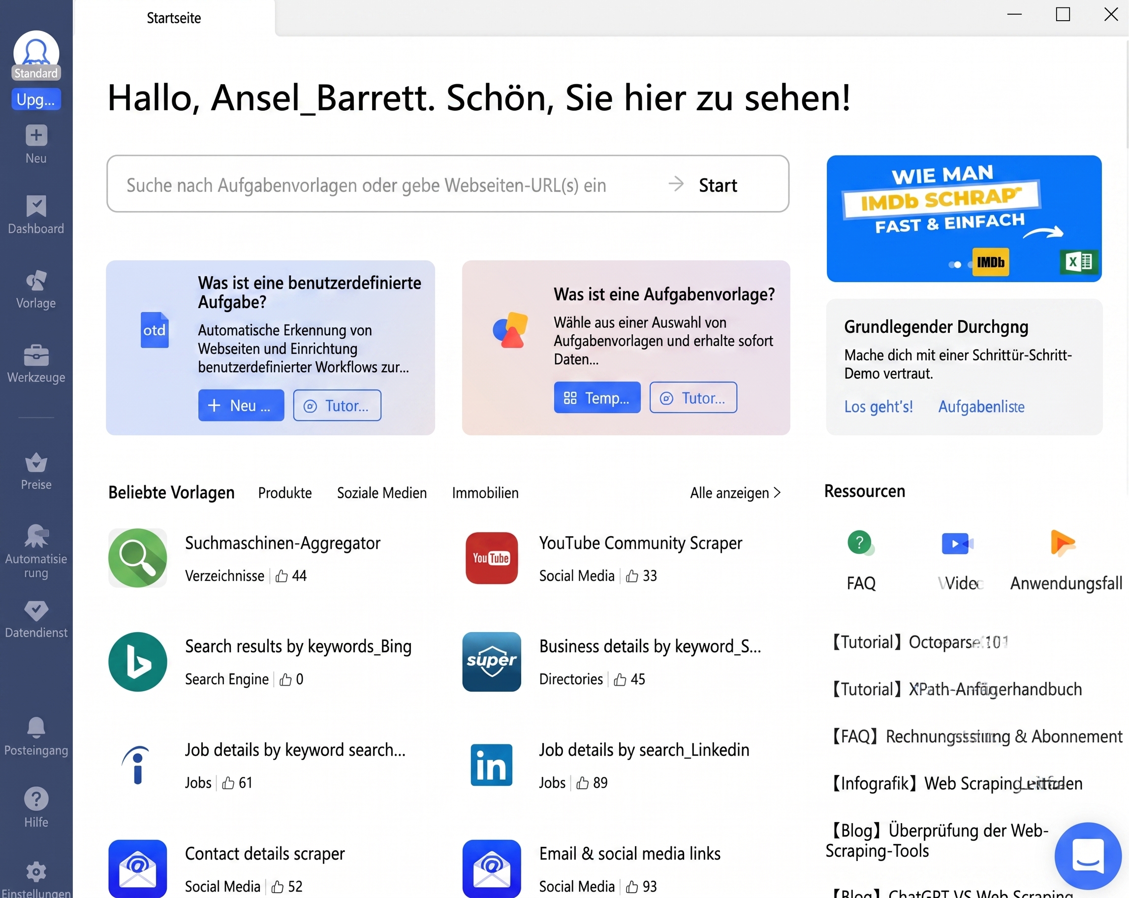 Datenextraktion mit Octoparse für beste Jobbörsen