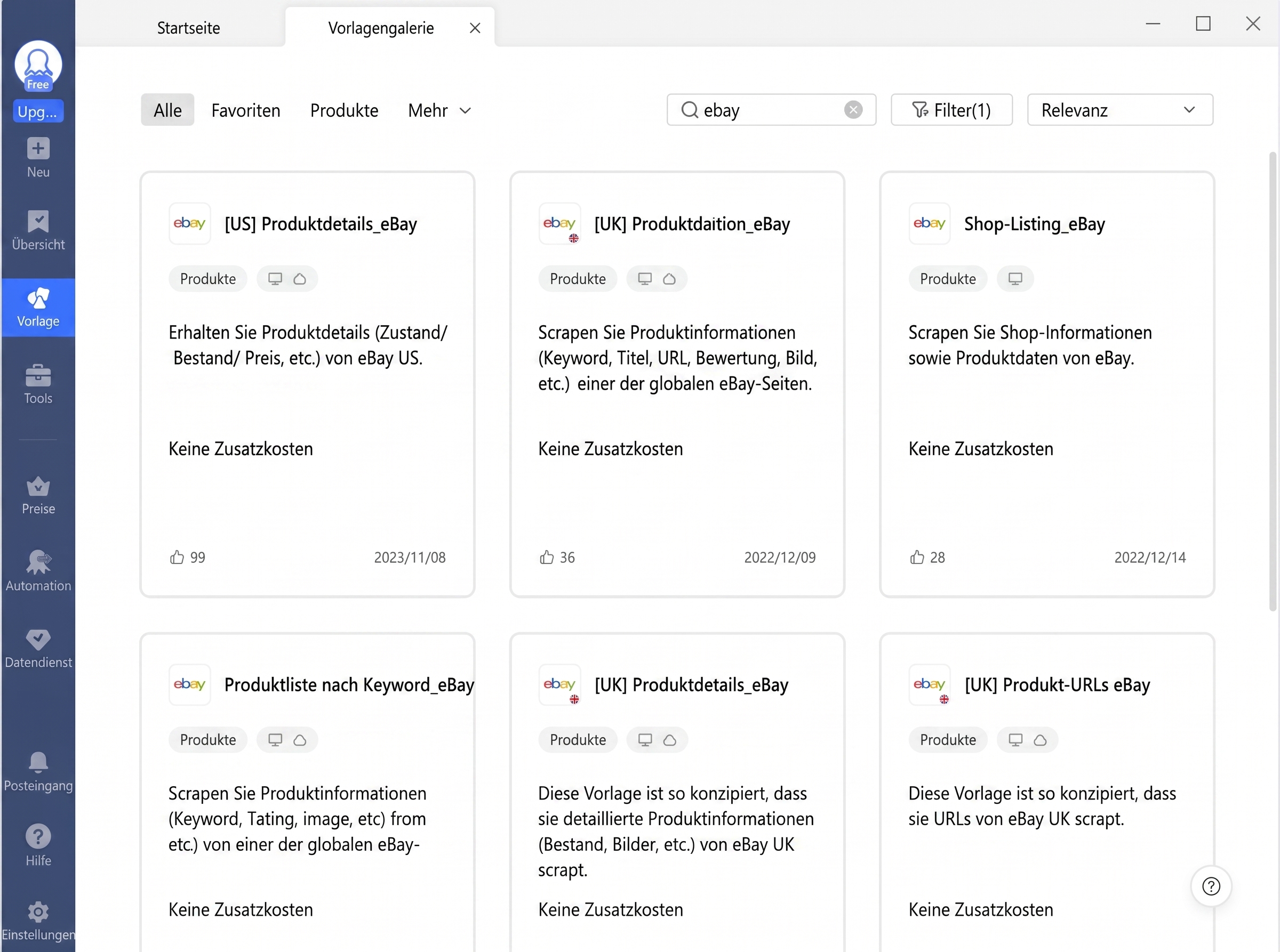 Octoparse eBay Scraper Tool für Datenextraktion