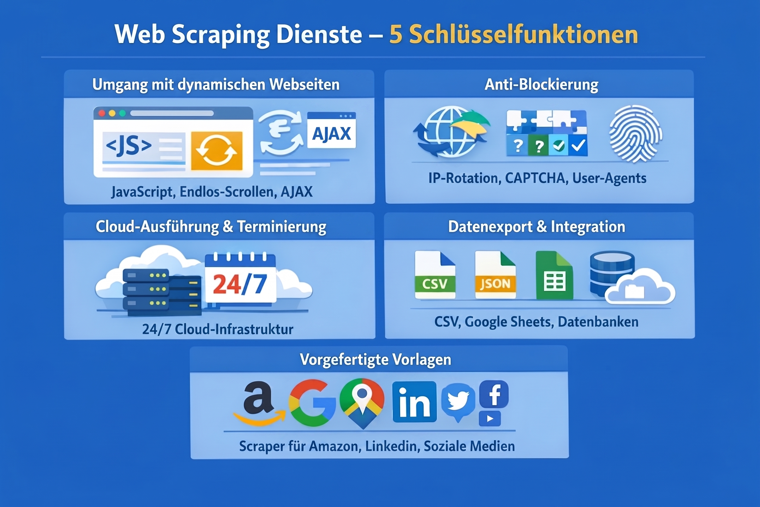 Wichtige Funktionen der Web Scraping Anbieter