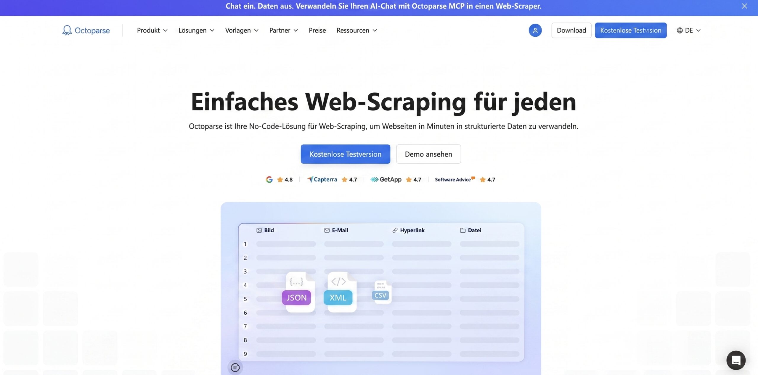 Octoparse Web Scraping Anbieter Services
