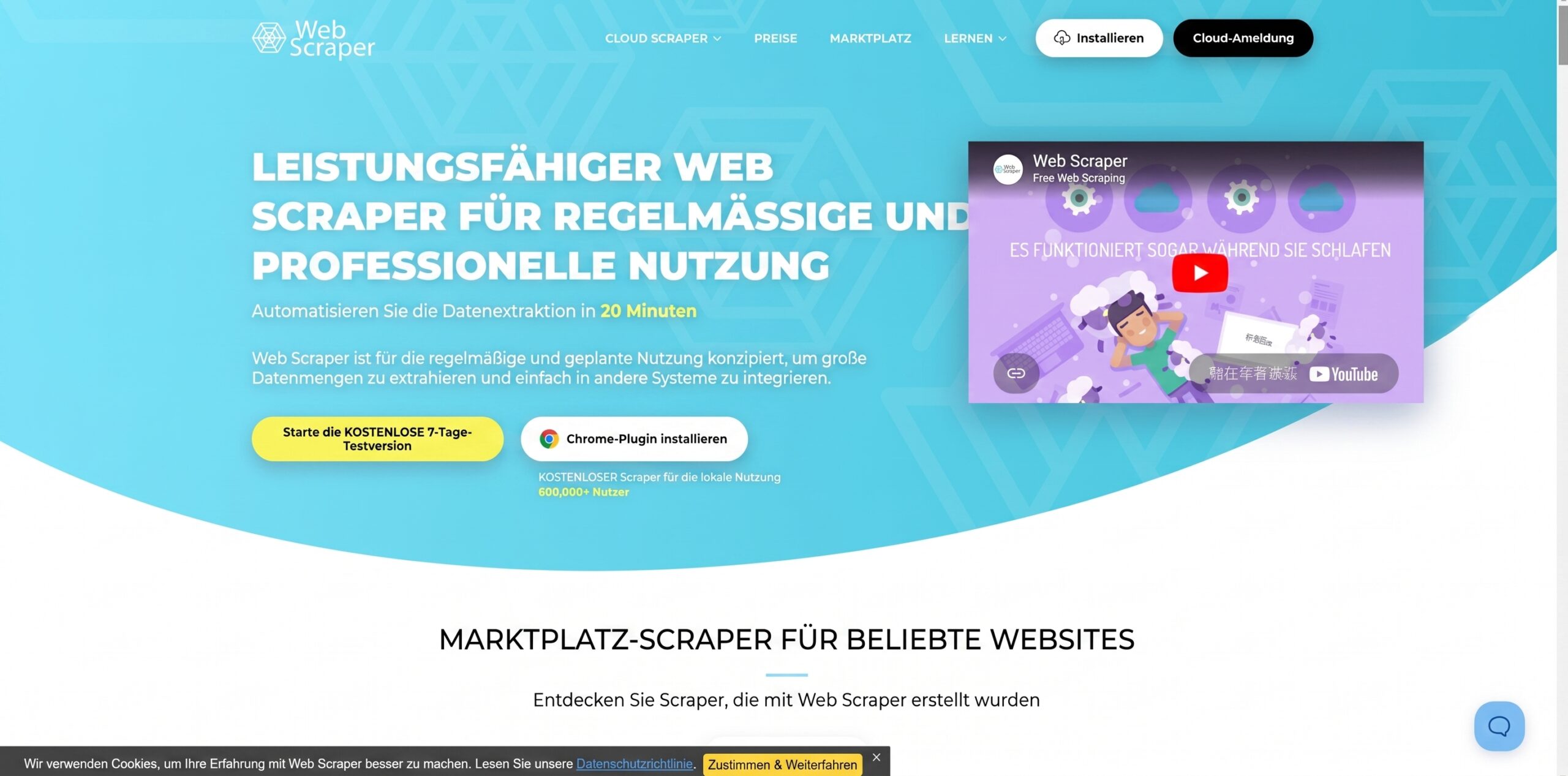WebScraper Browser Erweiterung