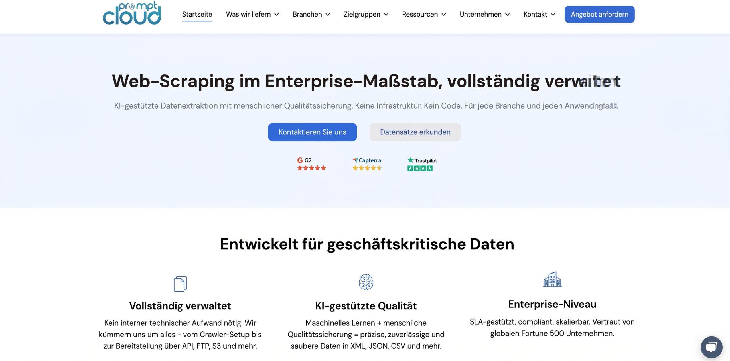 PromptCloud Managed Web Scraping Anbieter