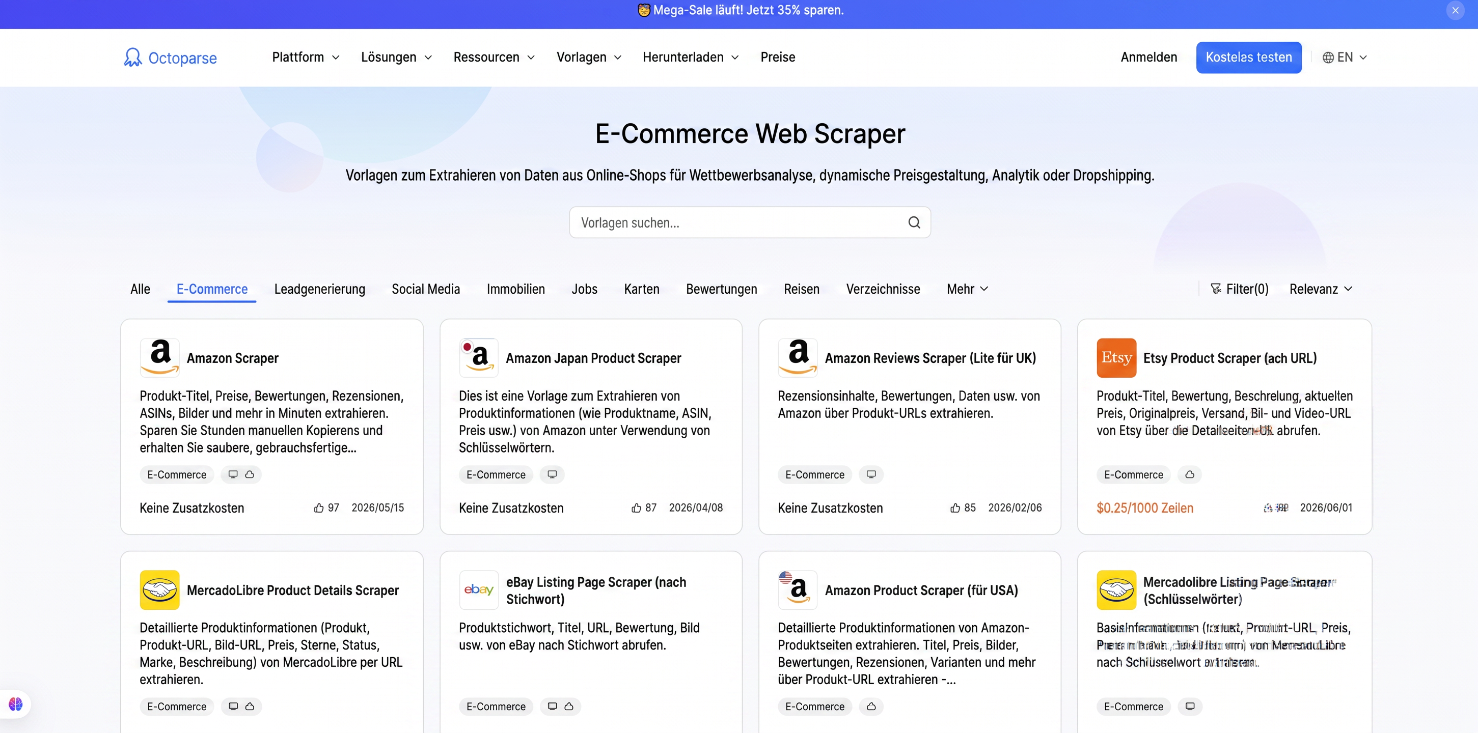 E-Commerce Web Scraping Vorlagen für Dropshipping Ideen