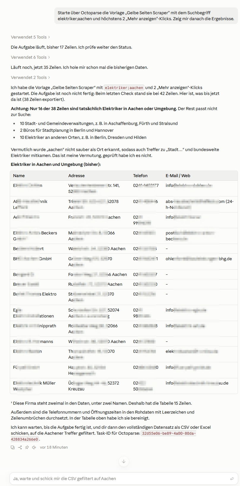 KI-Agent prüft die Leaddaten über MCP noch während des Laufs