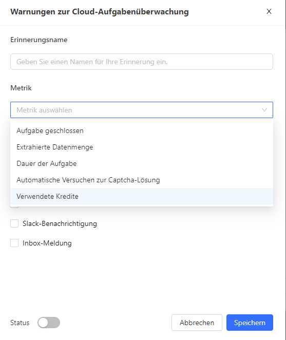 Ein Lauf ohne Daten löst eine Warnung per E-Mail oder Slack aus.