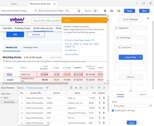 extract data from yahoo finance