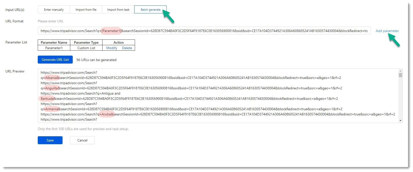 batch-generating urls