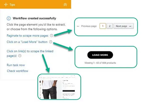 set to scrape shopify data across pages or screens