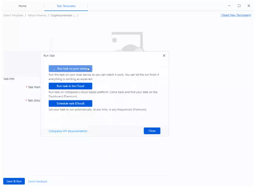 scrape financial data with octoparse