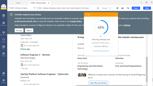 LinkedIn jobs scraper workflow