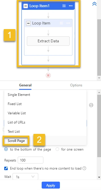 set loop item in octoparse