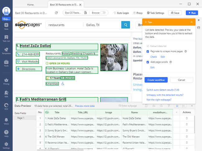 auto-detect superpages data