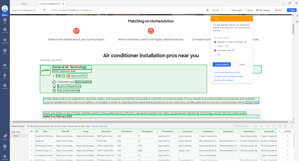 scrape homeadvisor by octoparse