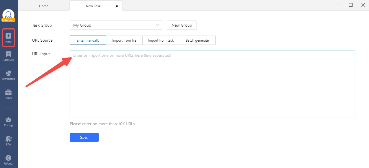 octoparse advanced mode for extracting coordinates via URLs
