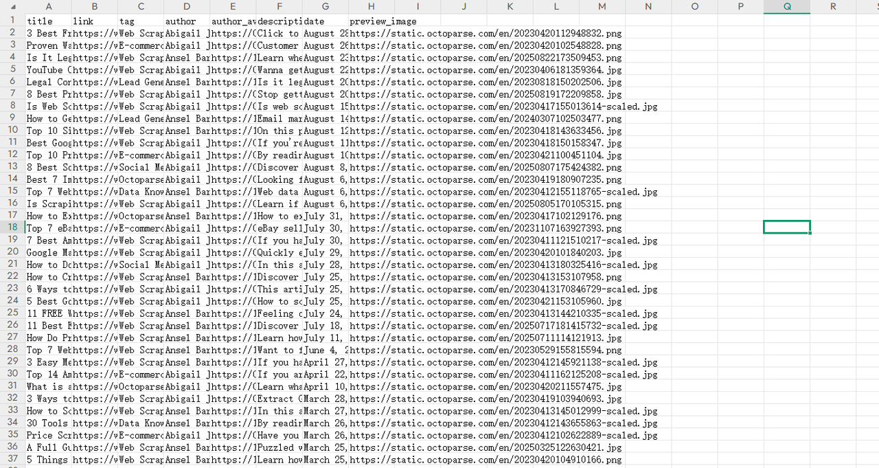 exported data from chat4data