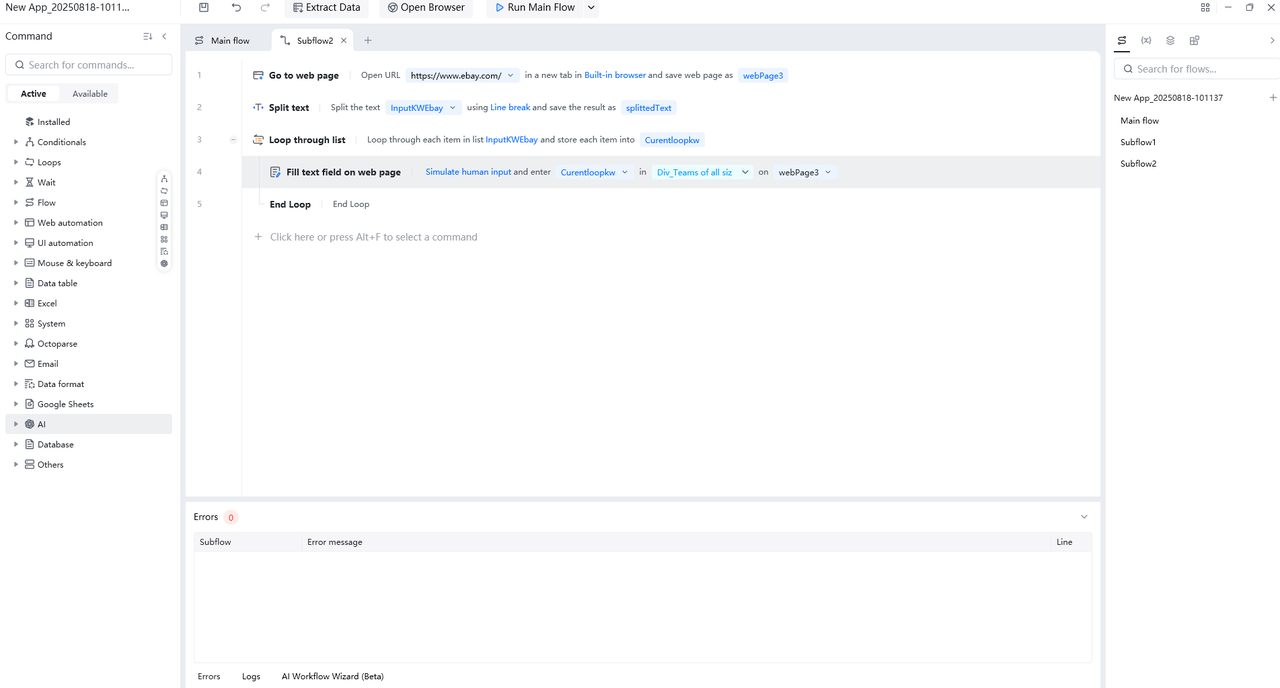 octoparse ai interface
