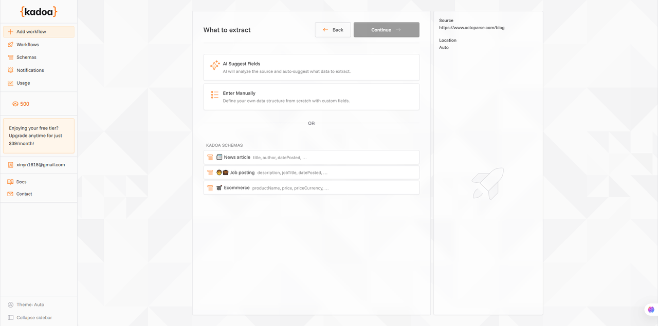 kadoa interface