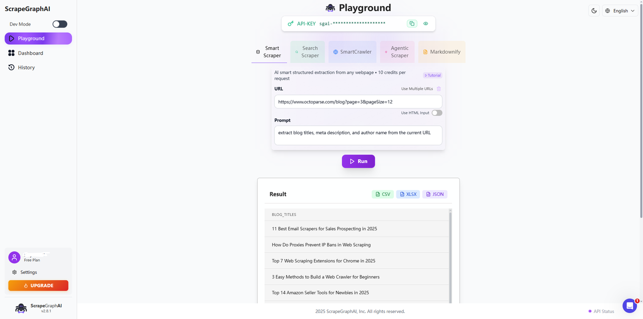 parsehub interface