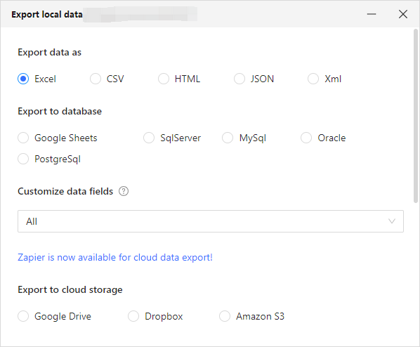export option in octoparse