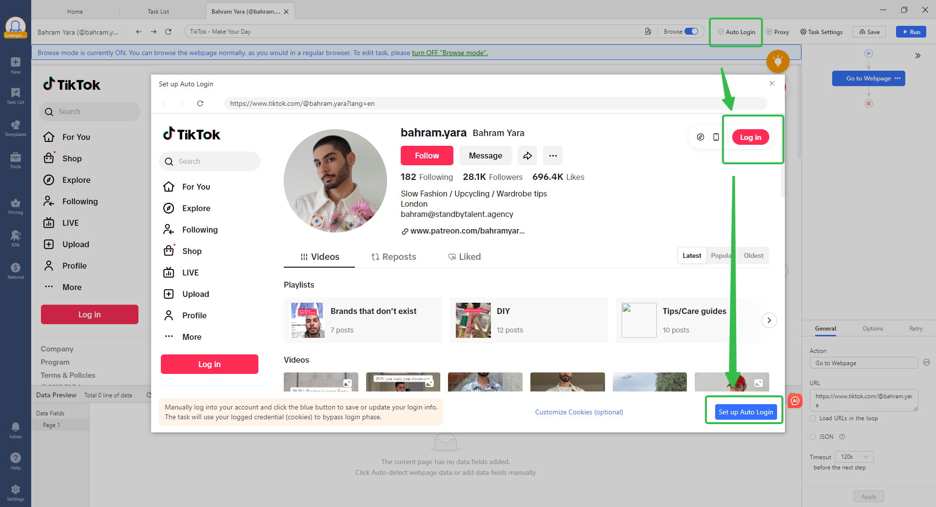 octoparse auto login