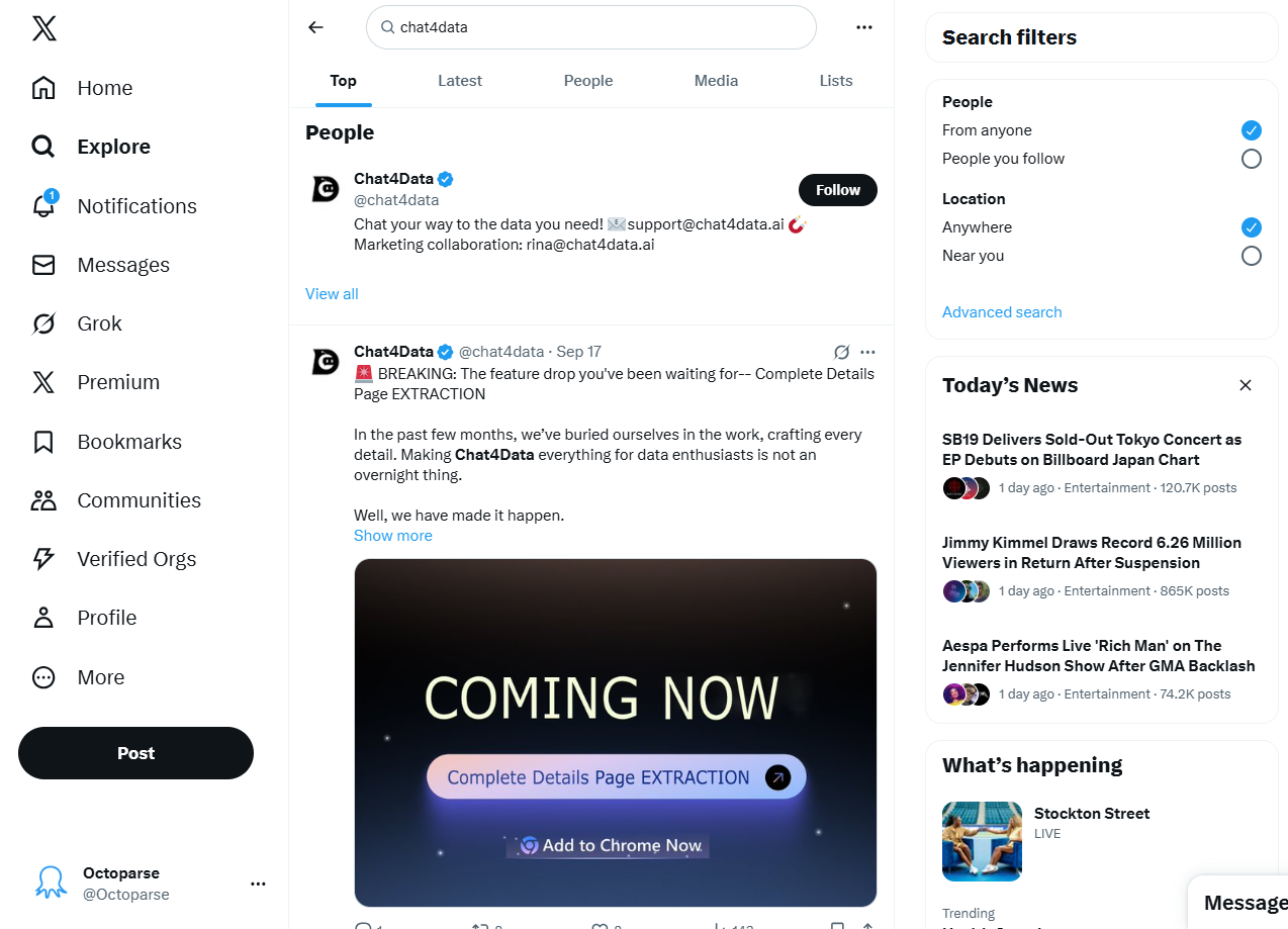 twitter as a web dynamic page example for social media site