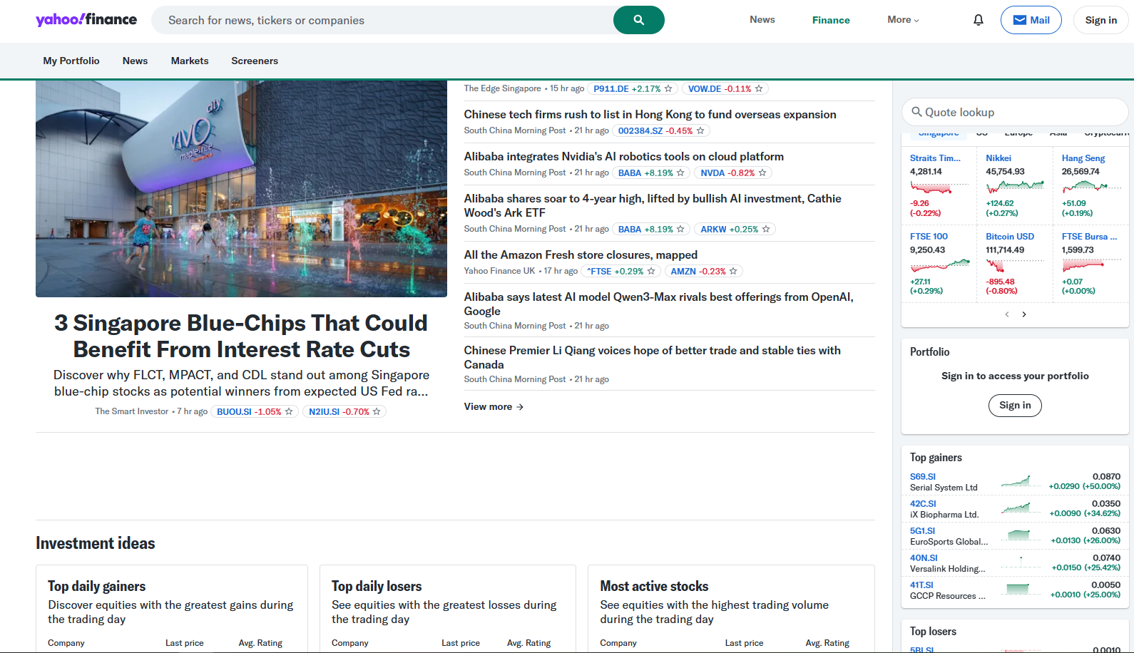 yahoo finance homepage is an example of dynamic web page