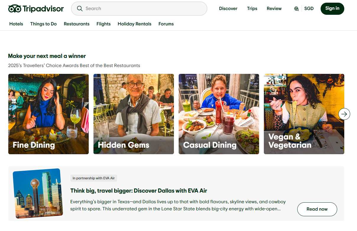 tripadvisor is also a dynamic website