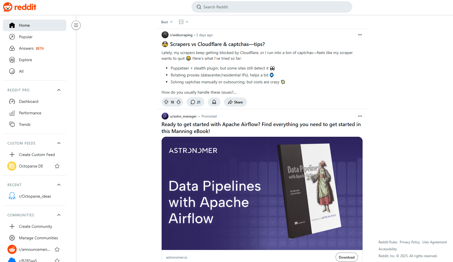 reddit as a dynamic web page
