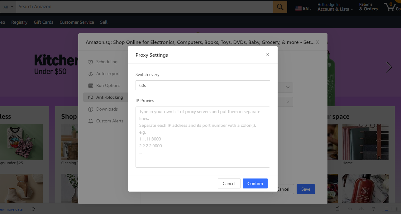 setting up HTTP proxy in octoparse step 5