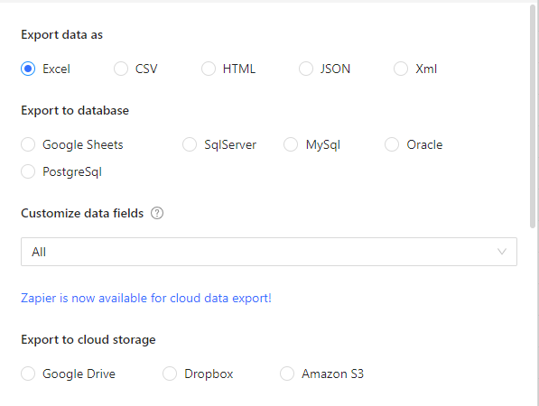 octoparse export format