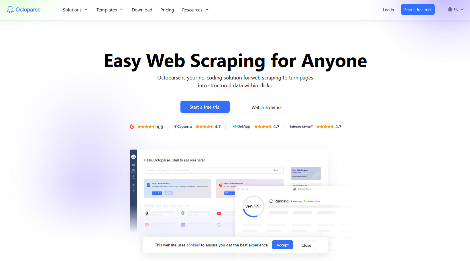 Free web scraper tool Octoparse