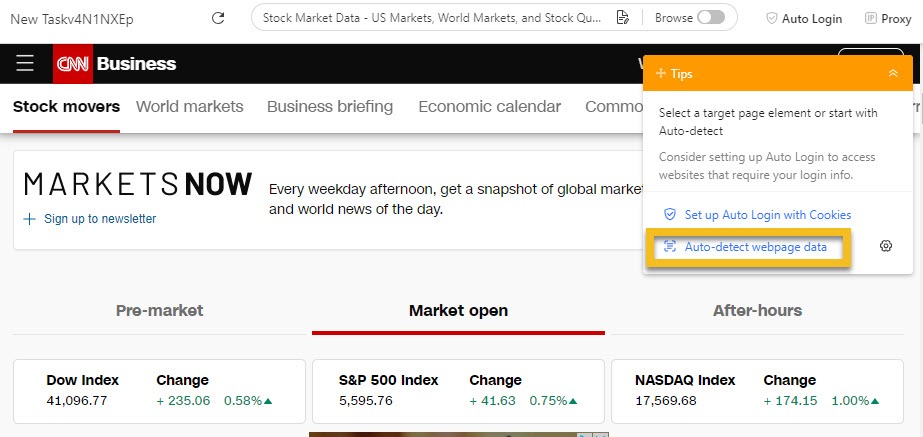 auto detecting data to scrape