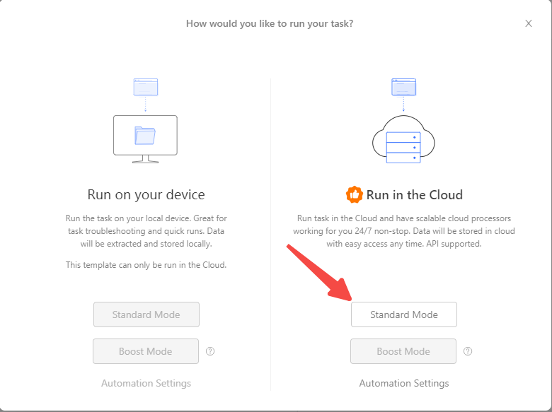 cloud scraping to handle error 500 in Octoparse