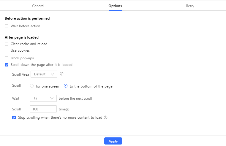 How does octoparse handle infinite scroll