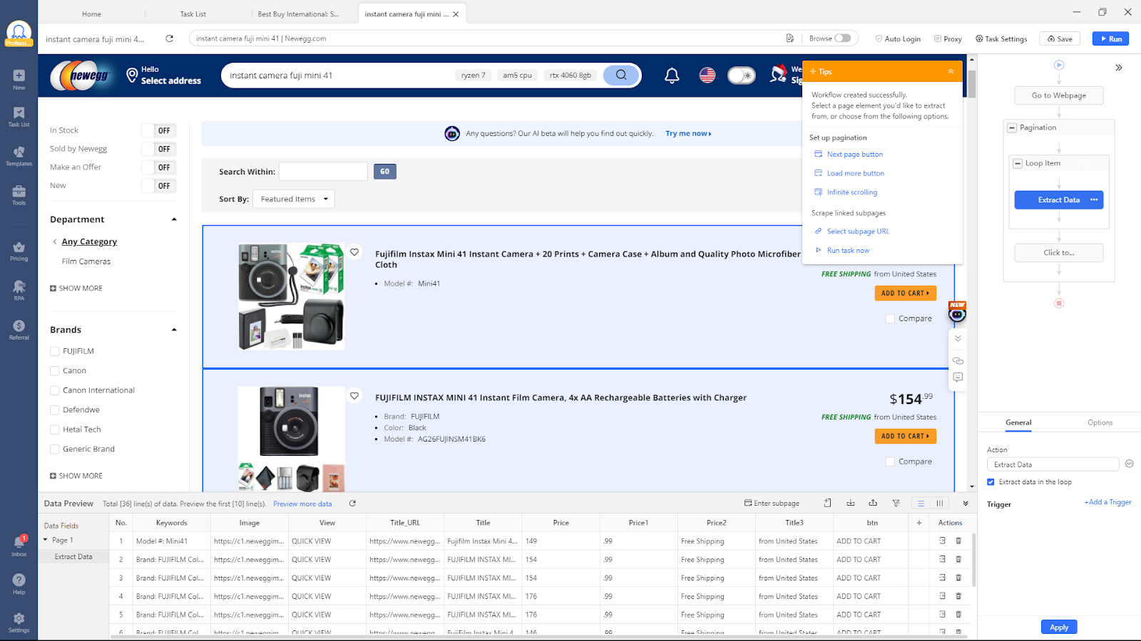 Build Your Own Amazon Price History Tracker with Octoparse: workflow