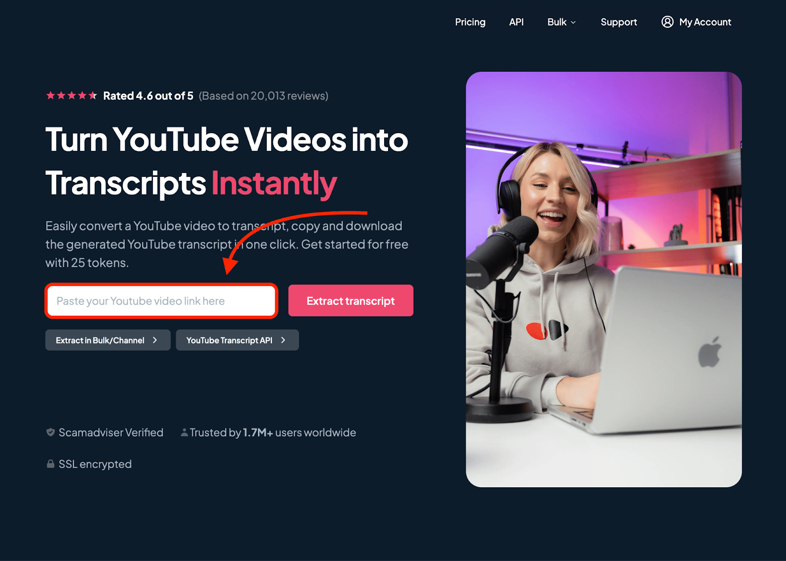 extract youtube transcripts using an online tool or a chrome extension