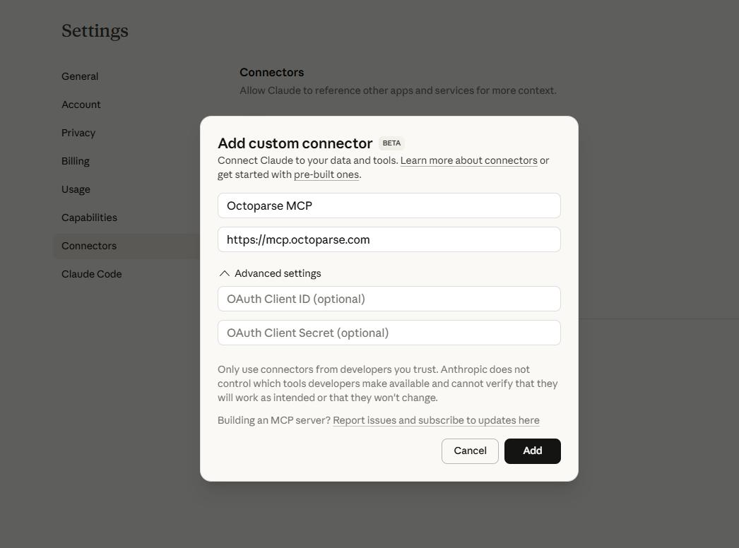 add a server in Claude