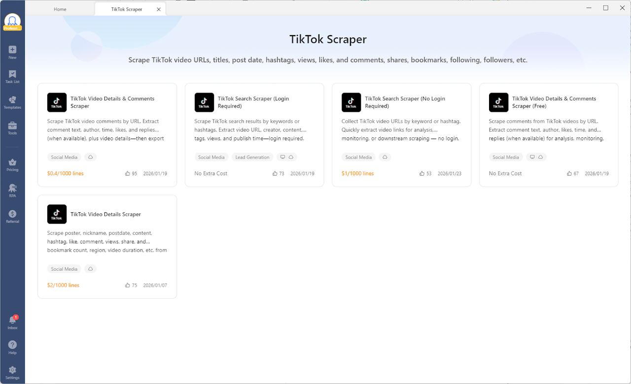 TikTok Video Details & Comments Scraper Template