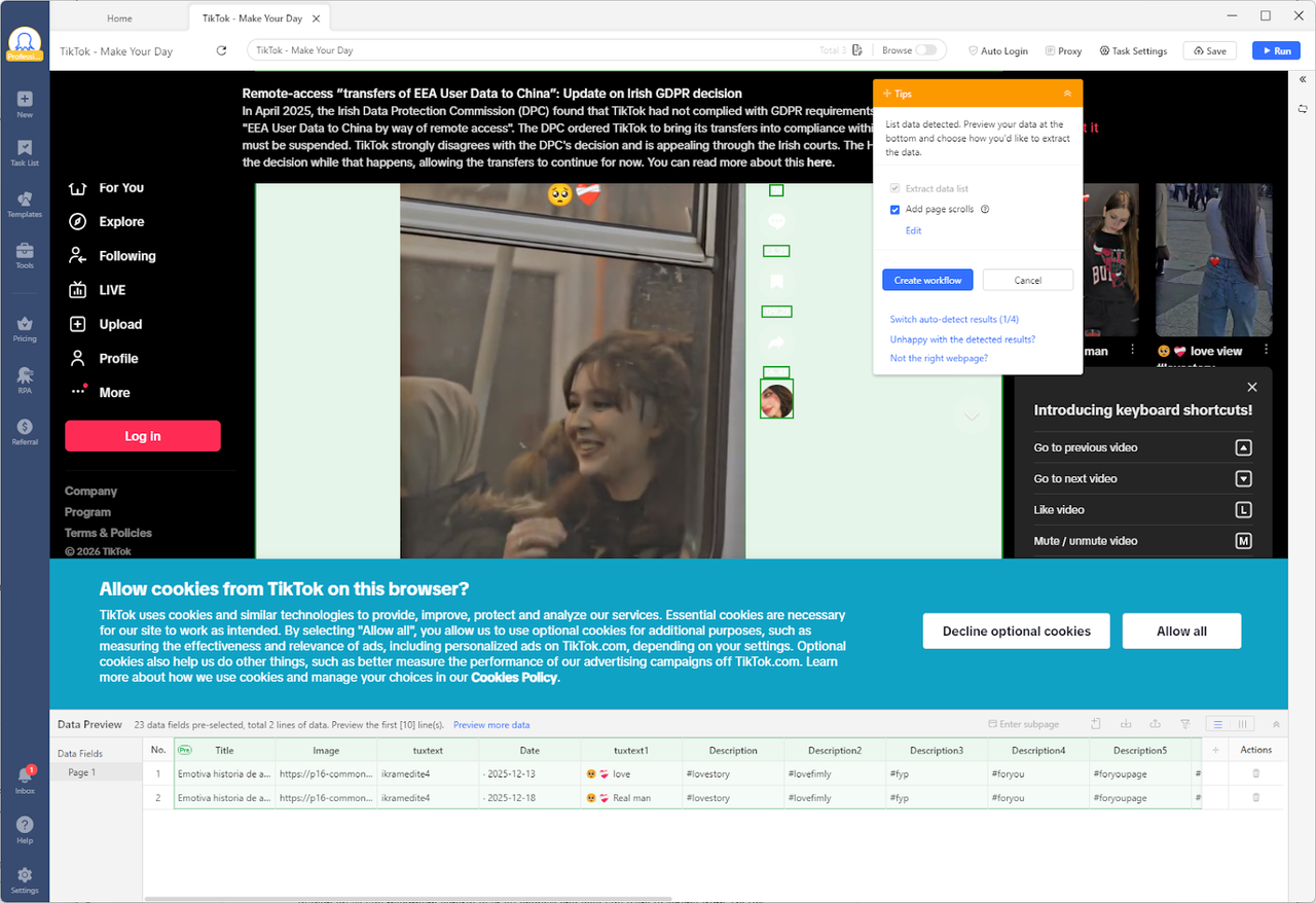 custom scraping workflows in octoparse