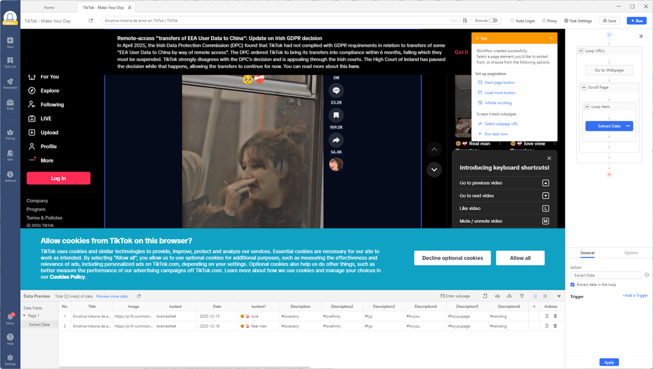 custom scraping workflows in octoparse