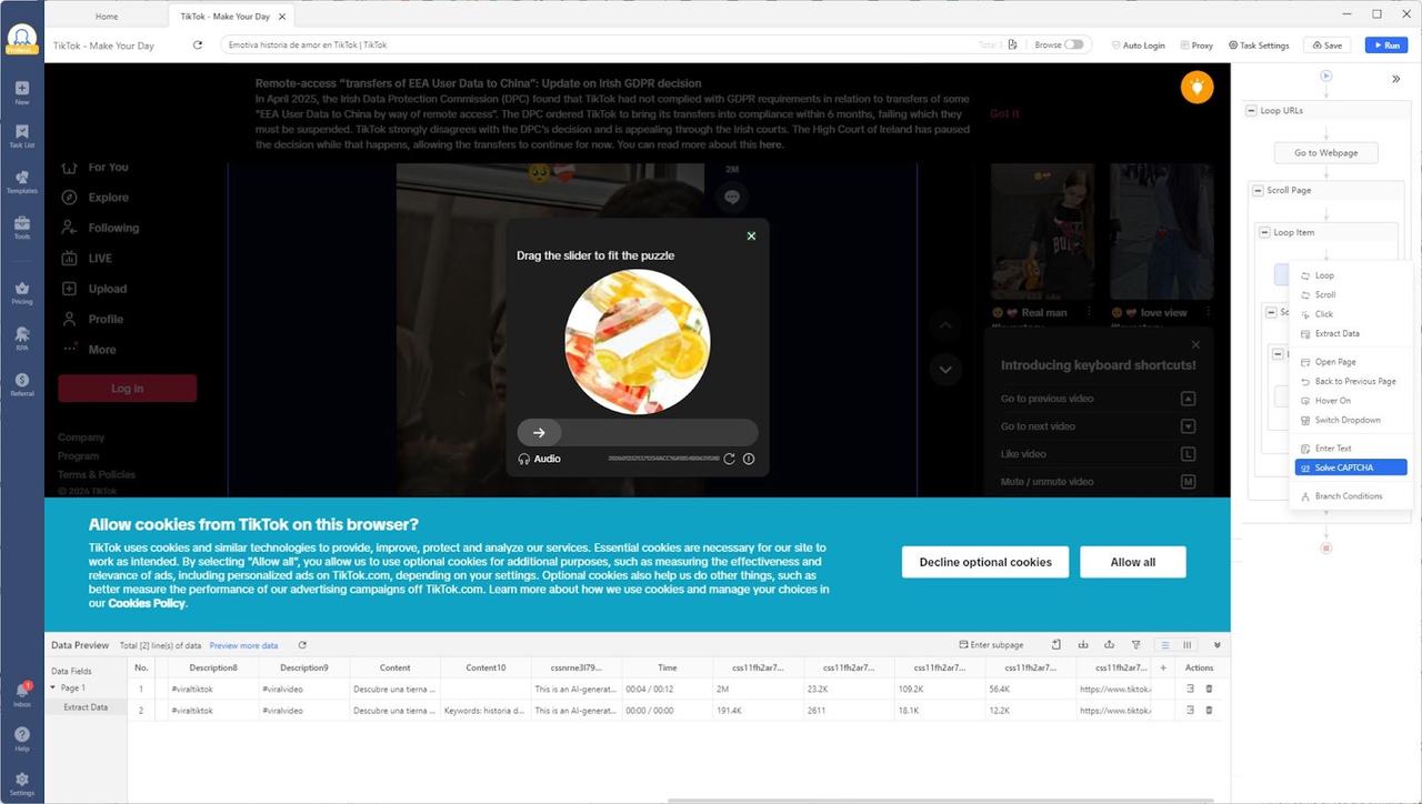 custom scraping workflows in octoparse